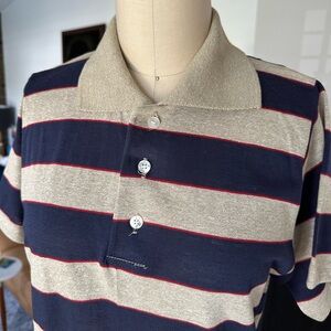 Vintage 60’s Striped Polo Dress in Navy and Beige